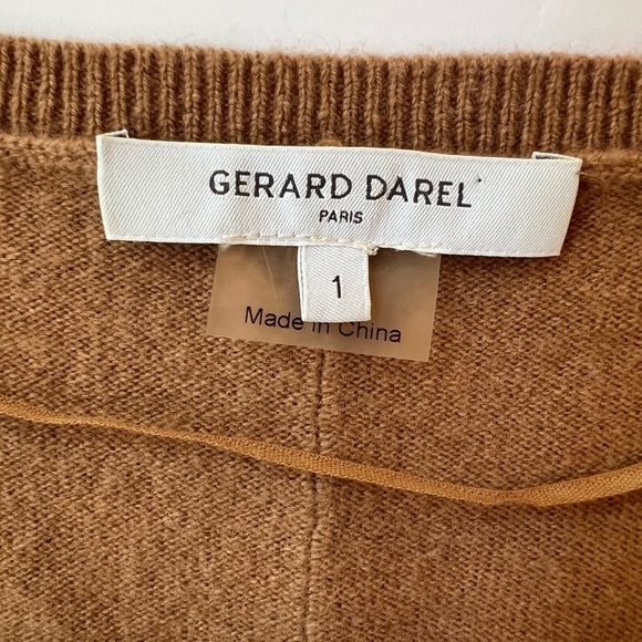 Gerard Darel Jason Sweater Dress Wool V-Neck Camel Brown Oversized Small - Picture 10 of 14